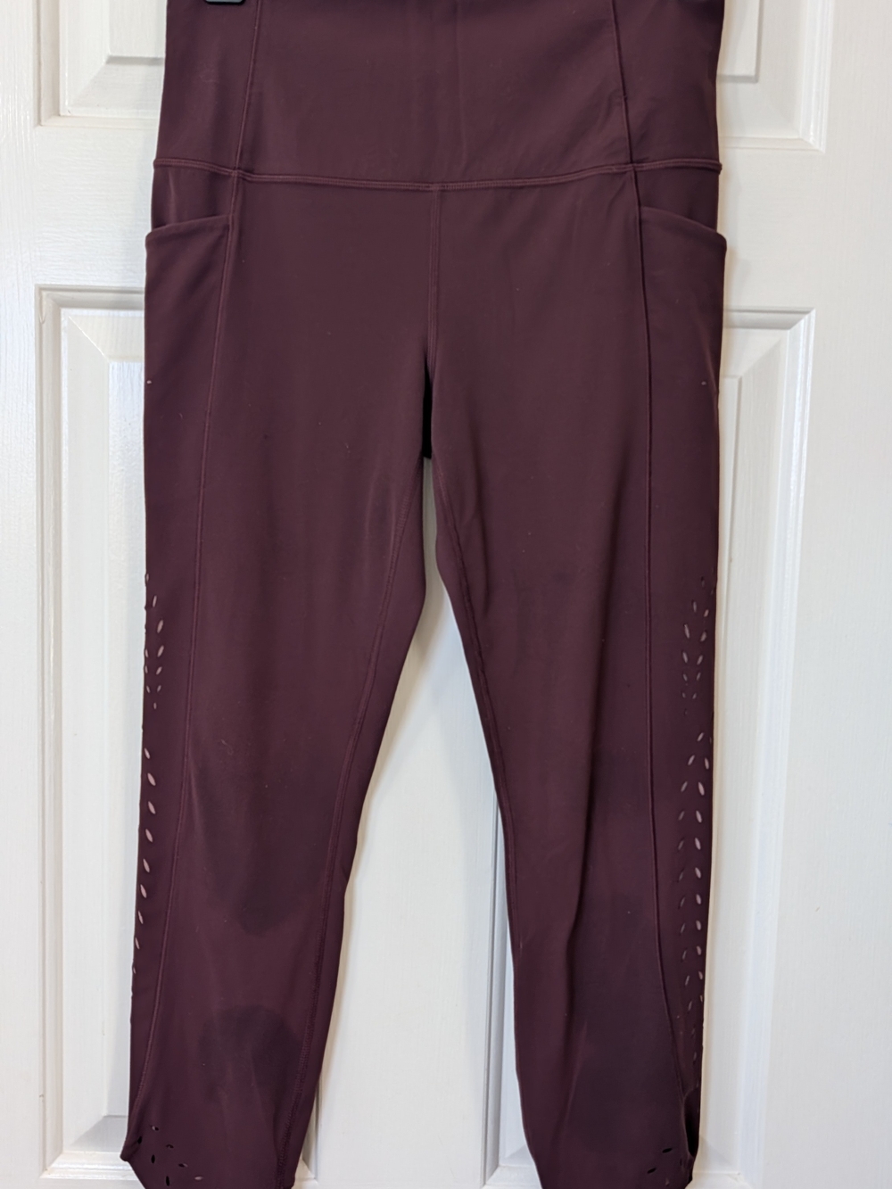 Athleta Laser-Cut High-Rise Capris in Plum